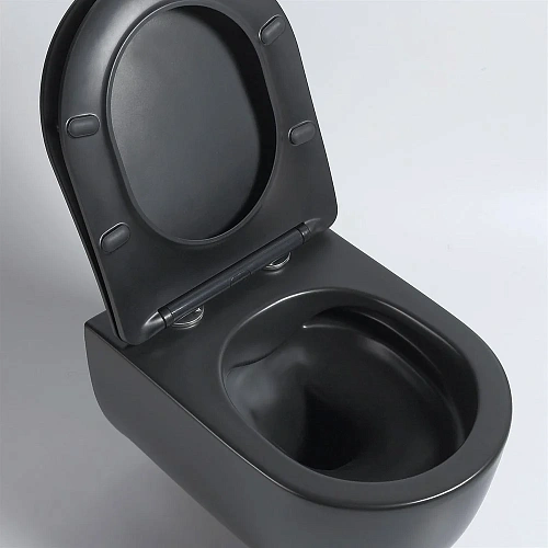 Унитаз подвесной Vincea Evo VT1-34SMB безободковый, цвет черный матовый, ультратонкое soft-close сид Унитаз подвесной Vincea Evo VT1-34SMB безободковый, цвет черный матовый, ультратонкое soft-close сид