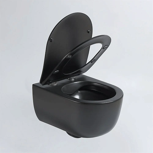 Унитаз подвесной Vincea Evo VT1-34SMB безободковый, цвет черный матовый, ультратонкое soft-close сид Унитаз подвесной Vincea Evo VT1-34SMB безободковый, цвет черный матовый, ультратонкое soft-close сид