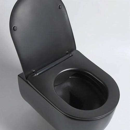 Унитаз подвесной Vincea Evo VT1-34SMB безободковый, цвет черный матовый, ультратонкое soft-close сид Унитаз подвесной Vincea Evo VT1-34SMB безободковый, цвет черный матовый, ультратонкое soft-close сид