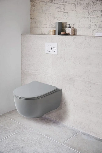 Унитаз подвесной Vincea Evo VT1-34SMG безободковый, цвет серый матовый, ультратонкое soft-close сиде Унитаз подвесной Vincea Evo VT1-34SMG безободковый, цвет серый матовый, ультратонкое soft-close сиде