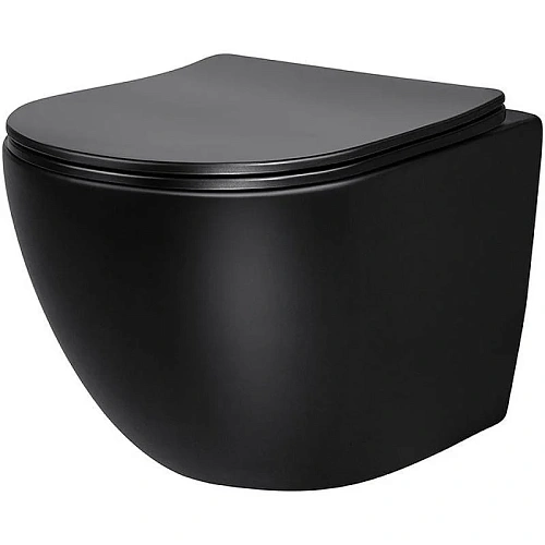 Унитаз подвесной Vincea Globo VT1-14SMB, матовый черный, ультратонкое сиденье soft-close Унитаз подвесной Vincea Globo VT1-14SMB, матовый черный, ультратонкое сиденье soft-close