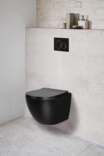 Унитаз подвесной Vincea Globo VT1-14SMB, матовый черный, ультратонкое сиденье soft-close Унитаз подвесной Vincea Globo VT1-14SMB, матовый черный, ультратонкое сиденье soft-close