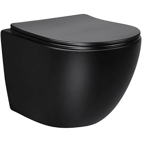 Унитаз подвесной Vincea Globo VT1-14SMB, матовый черный, ультратонкое сиденье soft-close Унитаз подвесной Vincea Globo VT1-14SMB, матовый черный, ультратонкое сиденье soft-close