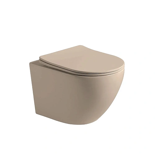 Унитаз подвесной Vincea Globo VT1-14SMC безободковый, цвет капучино мат., ультратонкое сиденье soft- Унитаз подвесной Vincea Globo VT1-14SMC безободковый, цвет капучино мат., ультратонкое сиденье soft-