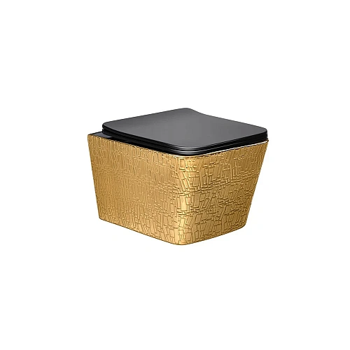 Унитаз подвесной Vincea Q-Line VT1-12G1B безободковый, золото/черный, ультратонкое soft-close сидень Унитаз подвесной Vincea Q-Line VT1-12G1B безободковый, золото/черный, ультратонкое soft-close сидень