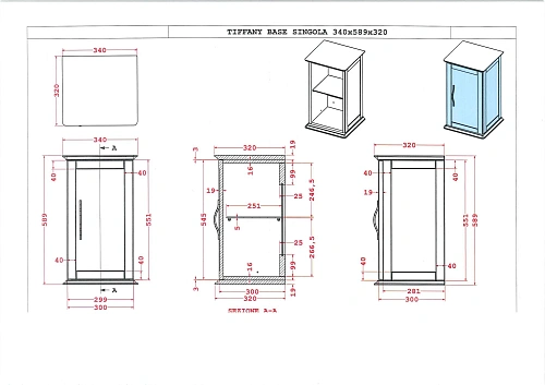 Шкаф CEZARES TIFFANY 54962 Blu petrolio 340x320 подвесной Шкаф CEZARES TIFFANY 54962 Blu petrolio 340x320 подвесной