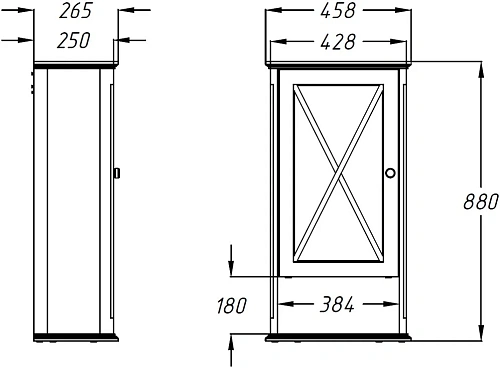 Шкаф Opadiris Палермо 46 подвесной, одностворчатый, светлый орех, правый, левый 00-00007335 Шкаф Opadiris Палермо 46 подвесной, одностворчатый, светлый орех, правый, левый 00-00007335