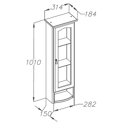 Шкаф Opadiris Риспекто подвесной, одностворчатый, орех антикварный, левый, с матовым стеклом 00-00006081 Шкаф Opadiris Риспекто подвесной, одностворчатый, орех антикварный, левый, с матовым стеклом 00-00006081