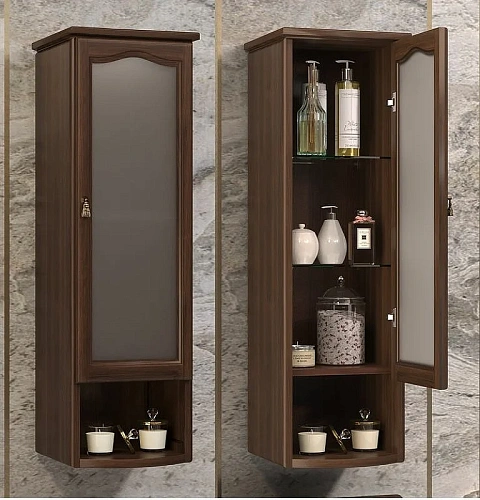 Шкаф Opadiris Риспекто подвесной, одностворчатый, орех антикварный, правый, с матовым стеклом 00-00006083 Шкаф Opadiris Риспекто подвесной, одностворчатый, орех антикварный, правый, с матовым стеклом 00-00006083