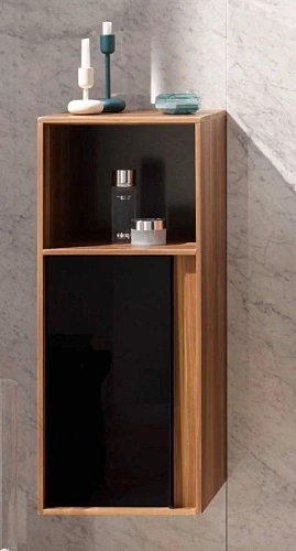 Шкаф Vitra Metropole 58208 40 см сливовое дерево, фасад черное акриловое стекло, левый Шкаф Vitra Metropole 58208 40 см сливовое дерево, фасад черное акриловое стекло, левый