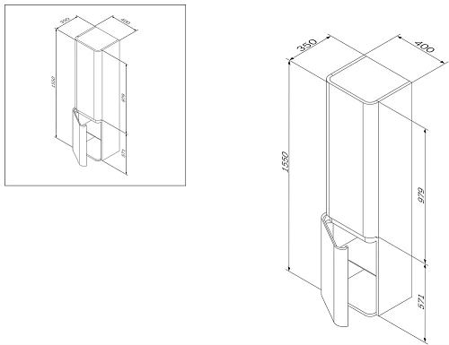 Шкаф-пенал AM.PM Sensation M30CHL0406GG подвесной, левый, мятный глянец Шкаф-пенал AM.PM Sensation M30CHL0406GG подвесной, левый, мятный глянец