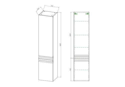 Шкаф-пенал Aquatek ВЕГА 35см AQ70035L-LG серый туман, петли слева Шкаф-пенал Aquatek ВЕГА 35см AQ70035L-LG серый туман, петли слева