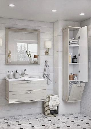 Шкаф-пенал Aquaton Леон дуб белый 1A186503LBPS0 Шкаф-пенал Aquaton Леон дуб белый 1A186503LBPS0