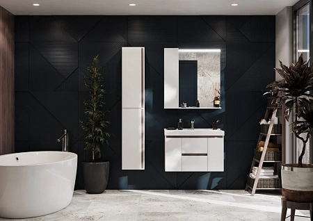 Шкаф-пенал Aquaton Рене белый, грецкий орех 1A222003NRC80 Шкаф-пенал Aquaton Рене белый, грецкий орех 1A222003NRC80