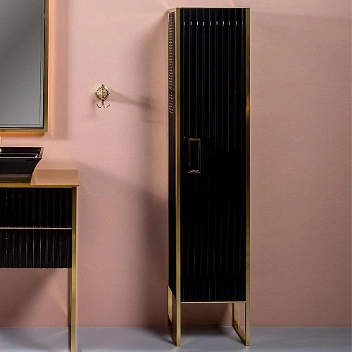 Шкаф-пенал Armadi Art MONACO 868-BG-R черный глянец + золото R Шкаф-пенал Armadi Art MONACO 868-BG-R черный глянец + золото R