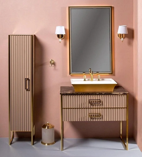 Шкаф-пенал Armadi Art MONACO 868-CPG-L капучино глянец + золото L Шкаф-пенал Armadi Art MONACO 868-CPG-L капучино глянец + золото L