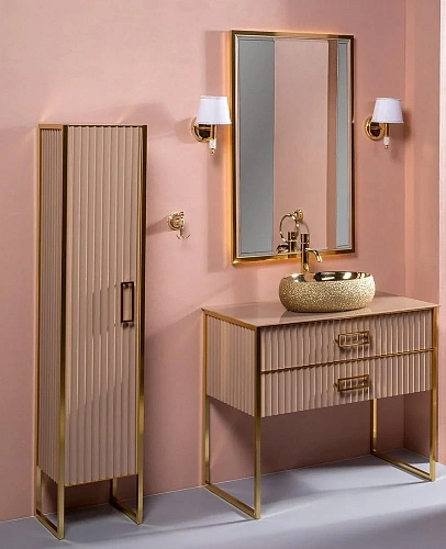 Шкаф-пенал Armadi Art MONACO 868-CPG-L капучино глянец + золото L Шкаф-пенал Armadi Art MONACO 868-CPG-L капучино глянец + золото L