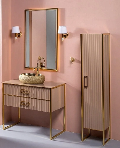 Шкаф-пенал Armadi Art MONACO 868-CPG-R капучино глянец + золото R Шкаф-пенал Armadi Art MONACO 868-CPG-R капучино глянец + золото R