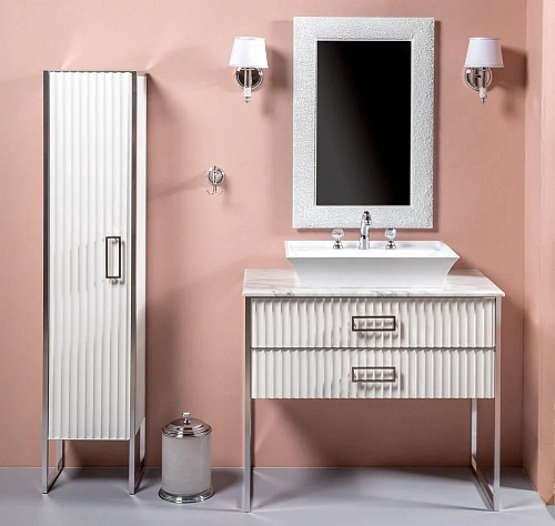 Шкаф-пенал Armadi Art MONACO 868-WCR-L белый глянец + хром L Шкаф-пенал Armadi Art MONACO 868-WCR-L белый глянец + хром L