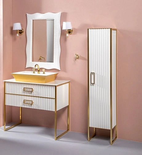 Шкаф-пенал Armadi Art MONACO R 868-WG-R белый глянец + золото Шкаф-пенал Armadi Art MONACO R 868-WG-R белый глянец + золото