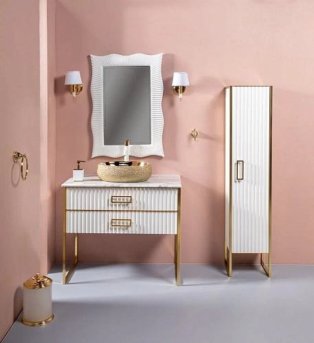 Шкаф-пенал Armadi Art MONACO R 868-WG-R белый глянец + золото Шкаф-пенал Armadi Art MONACO R 868-WG-R белый глянец + золото