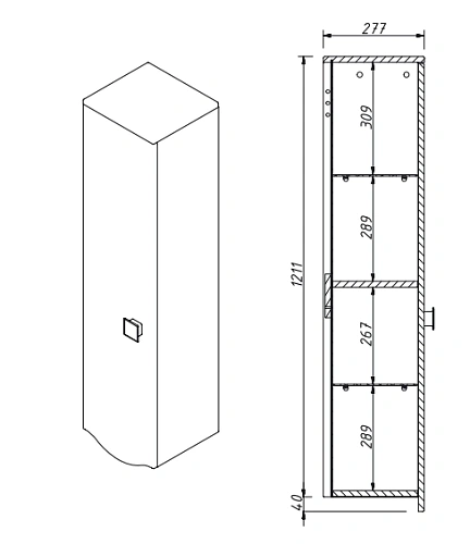 Шкаф-пенал Caprigo NOKTURN правый 1350R-TP800 Шкаф-пенал Caprigo NOKTURN правый 1350R-TP800
