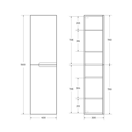 Шкаф-пенал CEZARES DUET-1500-2A-SC-BO Bianco Opaco 400x300 подвесной Шкаф-пенал CEZARES DUET-1500-2A-SC-BO Bianco Opaco 400x300 подвесной