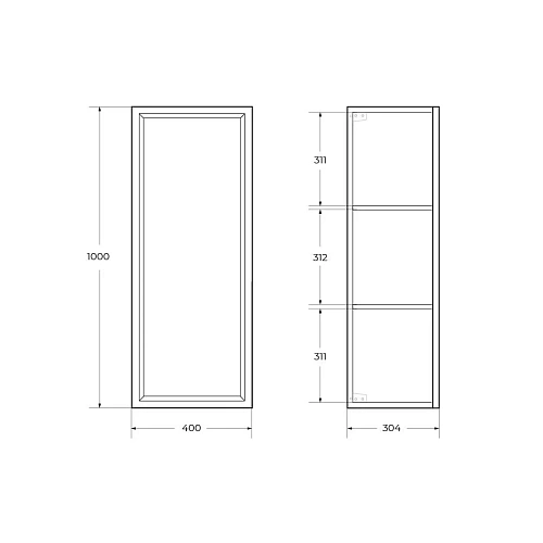Шкаф-пенал CEZARES GIUBILEO-1000-1A-SC-BL-R Bianco Lucido 400x300 подвесной Шкаф-пенал CEZARES GIUBILEO-1000-1A-SC-BL-R Bianco Lucido 400x300 подвесной