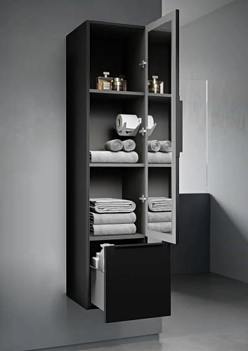Шкаф-пенал CEZARES PREMIUM 55502 Nero opaco 350x380 подвесной Шкаф-пенал CEZARES PREMIUM 55502 Nero opaco 350x380 подвесной