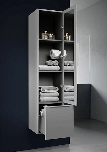 Шкаф-пенал CEZARES PREMIUM 55504 Grigio nuvola 350x380 подвесной Шкаф-пенал CEZARES PREMIUM 55504 Grigio nuvola 350x380 подвесной