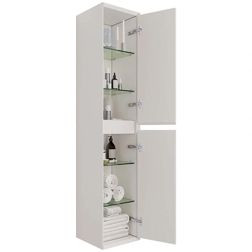 Шкаф-пенал DREJA INSIGHT, 35 см, подвесной, универсальный, 2 дверцы, 4 стеклянные полки, белый гляне 99.9201 Шкаф-пенал DREJA INSIGHT, 35 см, подвесной, универсальный, 2 дверцы, 4 стеклянные полки, белый гляне 99.9201