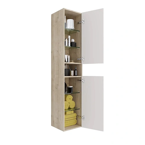 Шкаф-пенал DREJA PERFECTO, 35 см, подвесной/напольный, универсальный, 2 дверцы, 4 стеклянные полки, 99.0814 Шкаф-пенал DREJA PERFECTO, 35 см, подвесной/напольный, универсальный, 2 дверцы, 4 стеклянные полки, 99.0814