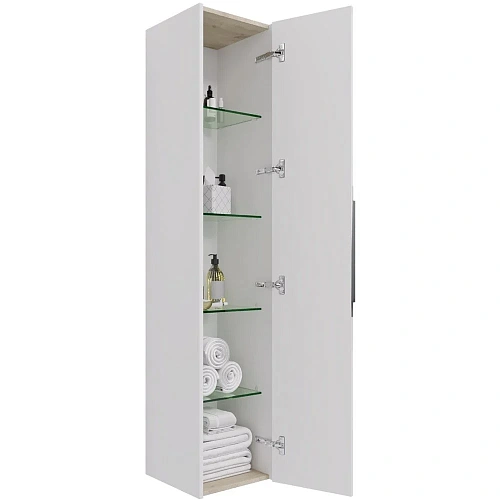 Шкаф-пенал DREJA PRIME, 35 см, подвесной/напольный, универсальный, 1 дверца, 4 стеклянные полки, бел 99.9303 Шкаф-пенал DREJA PRIME, 35 см, подвесной/напольный, универсальный, 1 дверца, 4 стеклянные полки, бел 99.9303