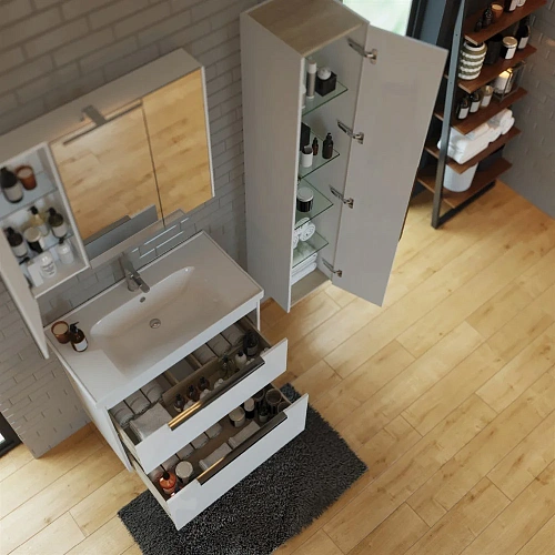 Шкаф-пенал DREJA PRIME, 35 см, подвесной/напольный, универсальный, 1 дверца, 4 стеклянные полки, бел 99.9303 Шкаф-пенал DREJA PRIME, 35 см, подвесной/напольный, универсальный, 1 дверца, 4 стеклянные полки, бел 99.9303