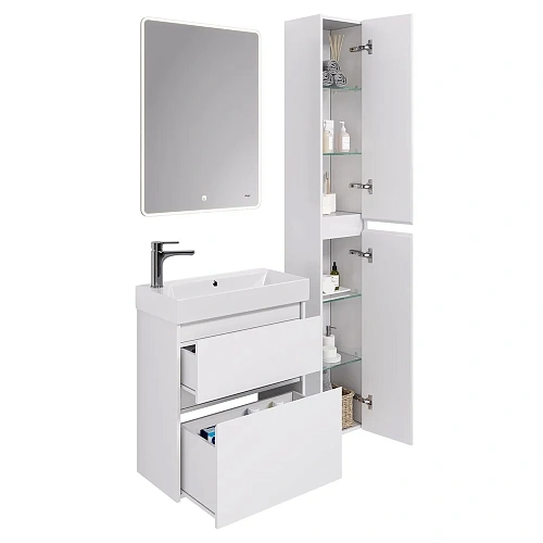 Шкаф-пенал DREJA SLIM, 30 см, подвесной/напольный, универсальный, 2 дверцы, 4 стеклянные полки, белы 99.0406 Шкаф-пенал DREJA SLIM, 30 см, подвесной/напольный, универсальный, 2 дверцы, 4 стеклянные полки, белы 99.0406