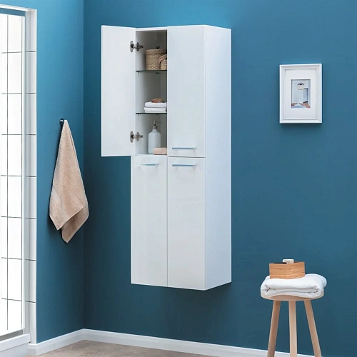 Шкаф-пенал DREJA, 50 см, подвесной/напольный, универсальный, 4 дверцы, 4 стеклянные полки, белый гля 77.0301W Шкаф-пенал DREJA, 50 см, подвесной/напольный, универсальный, 4 дверцы, 4 стеклянные полки, белый гля 77.0301W