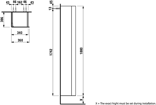 Шкаф-пенал Laufen Ino правый, белый матовый 4.2545.2.030.170.1 Шкаф-пенал Laufen Ino правый, белый матовый 4.2545.2.030.170.1