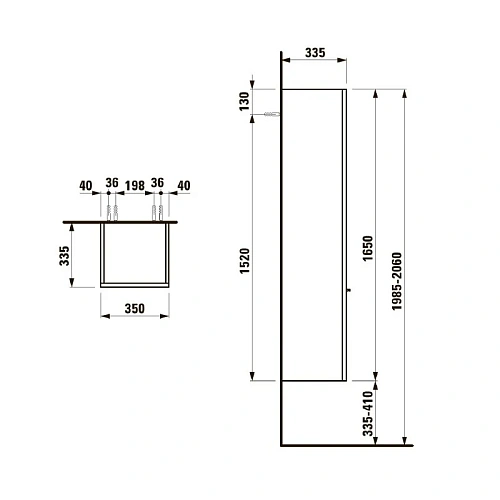Шкаф-пенал Laufen Palace New 0202.1 (4.0202.2.075.548.1) 350x1650x335мм, дуб антрацитовый Шкаф-пенал Laufen Palace New 0202.1 (4.0202.2.075.548.1) 350x1650x335мм, дуб антрацитовый