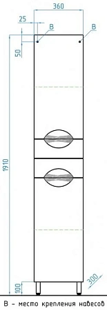 Шкаф-пенал Style Line Жасмин 36 ЛС-00000045 Шкаф-пенал Style Line Жасмин 36 ЛС-00000045