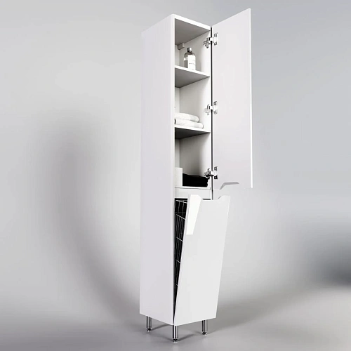 Шкаф-пенал Style Line Марелла с корзиной, Люкс антискрейтч белый глянец, PLUS СС-00002419 Шкаф-пенал Style Line Марелла с корзиной, Люкс антискрейтч белый глянец, PLUS СС-00002419