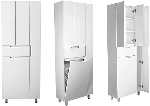 Шкаф-пенал Style Line Оптима 700 ЛС-000010058 с бельевой корзиной, 70 см, напольный, белый Шкаф-пенал Style Line Оптима 700 ЛС-000010058 с бельевой корзиной, 70 см, напольный, белый