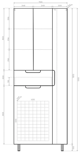 Шкаф-пенал Style Line Оптима 700 ЛС-000010058 с бельевой корзиной, 70 см, напольный, белый Шкаф-пенал Style Line Оптима 700 ЛС-000010058 с бельевой корзиной, 70 см, напольный, белый
