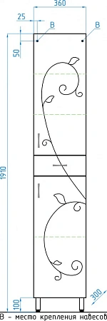 Шкаф-пенал Style Line Фьюжн 36 ЛС-00000257 Шкаф-пенал Style Line Фьюжн 36 ЛС-00000257