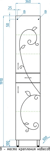 Шкаф-пенал Style Line Фьюжн 36 ЛС-00000257 Шкаф-пенал Style Line Фьюжн 36 ЛС-00000257