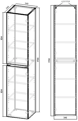 Шкаф-пенал Vincea Fine VSC-2NF170VO 1700x350x350, V.Oak Шкаф-пенал Vincea Fine VSC-2NF170VO 1700x350x350, V.Oak