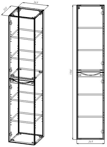 Шкаф-пенал Vincea Mia VSC-2M170GW-L подвесной, 1700x350x350, G.White, левый Шкаф-пенал Vincea Mia VSC-2M170GW-L подвесной, 1700x350x350, G.White, левый
