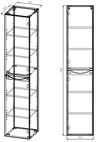 Шкаф-пенал Vincea Mia VSC-2M170GW-R подвесной, 1700x350x350, G.White, правый Шкаф-пенал Vincea Mia VSC-2M170GW-R подвесной, 1700x350x350, G.White, правый