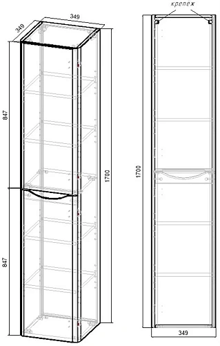 Шкаф-пенал Vincea Paola VSC-2P170RW-R 1700x350x350, R.Wood, правый Шкаф-пенал Vincea Paola VSC-2P170RW-R 1700x350x350, R.Wood, правый