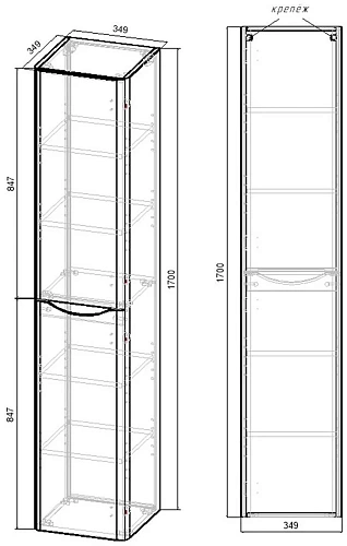 Шкаф-пенал Vincea Paola VSC-2P170VO-R 1700x350x350, V.Oak, правый Шкаф-пенал Vincea Paola VSC-2P170VO-R 1700x350x350, V.Oak, правый