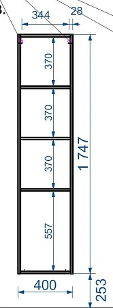 Шкаф-пенал Эстет Dallas Luxe ФР-00001948 подвесной, левый 400х340х1747 Шкаф-пенал Эстет Dallas Luxe ФР-00001948 подвесной, левый 400х340х1747